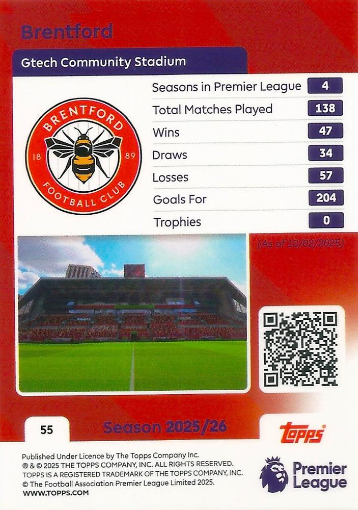 Fodbold kort Topps Premier League 2025/2026 - Team Badge Brentford - Pokedexet