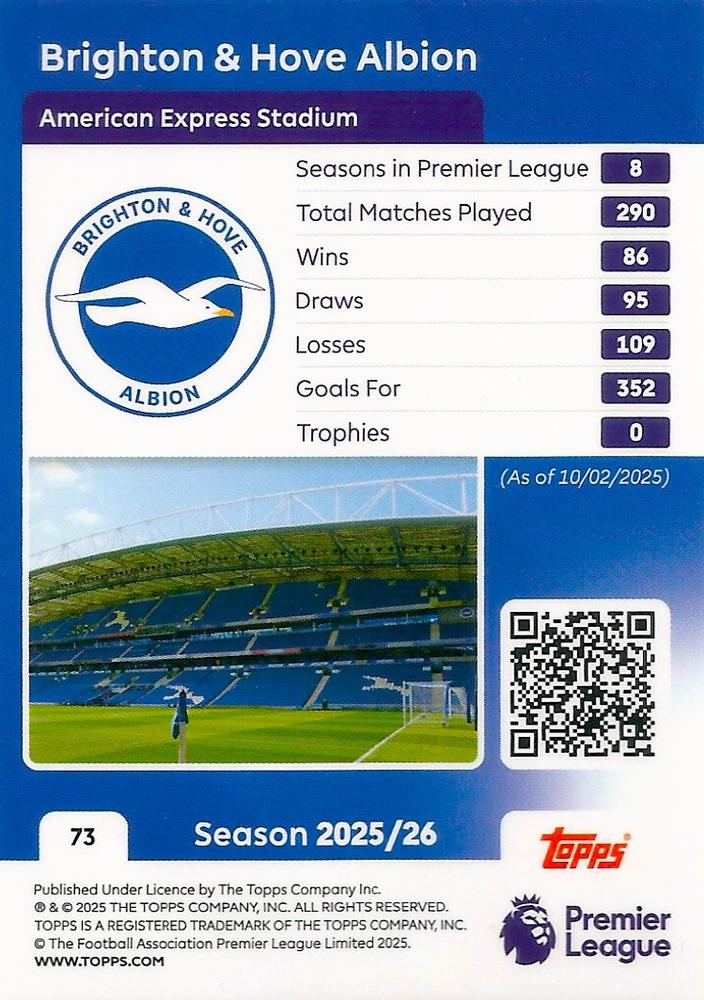 Fodbold kort Topps Premier League 2025/2026 - Team Badge Brighton & Hove Albion - Pokedexet