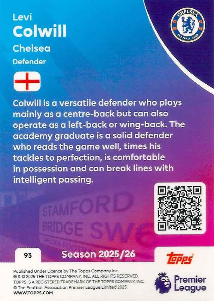 Fodbold kort Topps Premier League 2025/2026 - Chelsea Levi Colwill