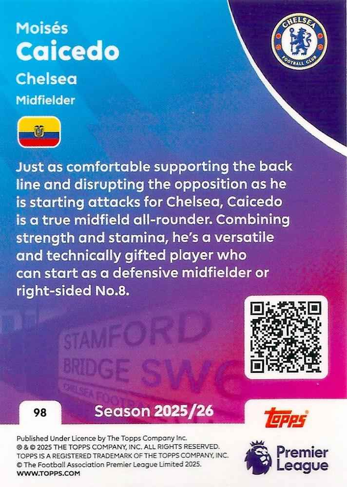 Fodbold kort Topps Premier League 2025/2026 - Chelsea Moises Caicedo