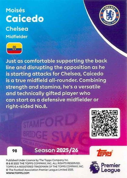 Fodbold kort Topps Premier League 2025/2026 - Chelsea Moises Caicedo
