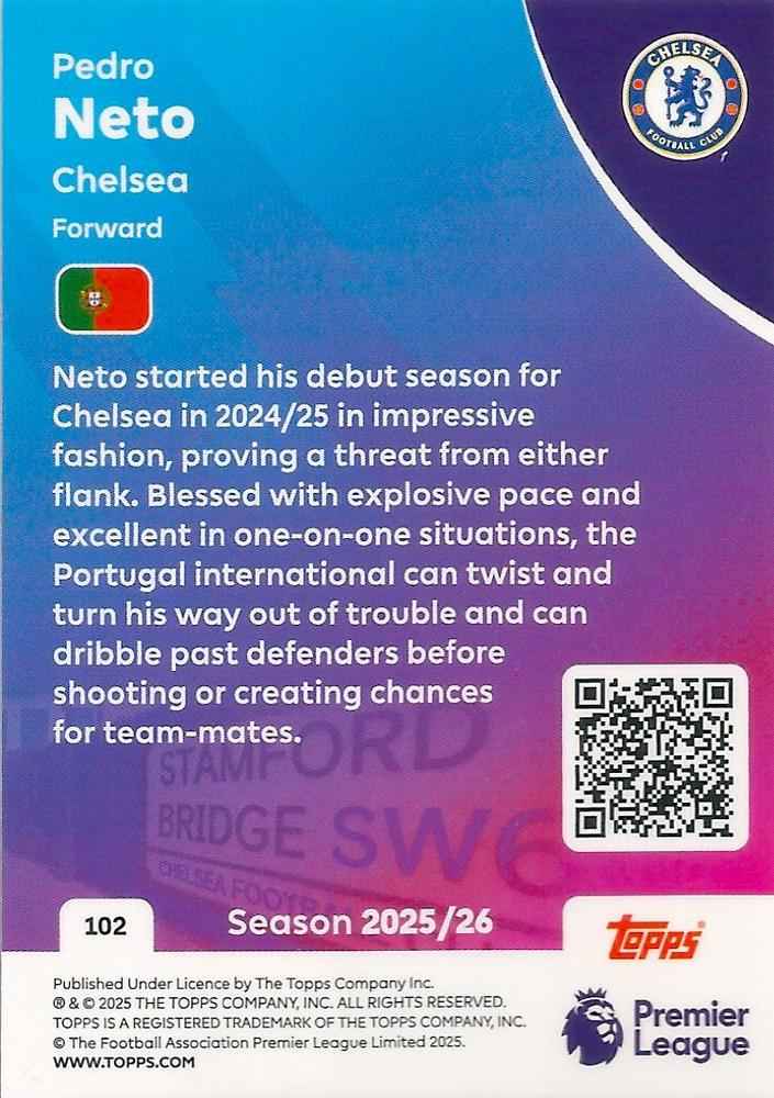 Fodbold kort Topps Premier League 2025/2026 - Chelsea Pedro Neto