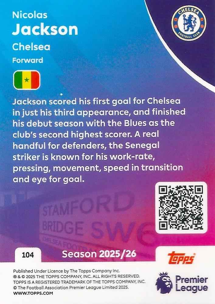 Fodbold kort Topps Premier League 2025/2026 - Chelsea Nicolas Jackson
