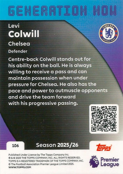Fodbold kort Topps Premier League 2025/2026 - Generation Now Levi Colwill - Pokedexet