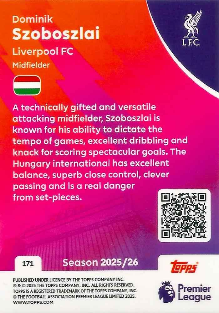 Fodbold kort Topps Premier League 2025/2026 - Liverpool Dominik Szoboszlai