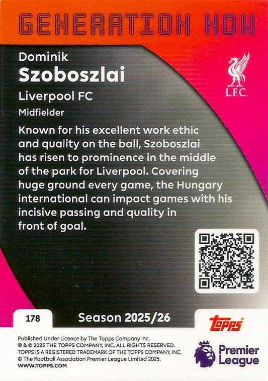 Fodbold kort Topps Premier League 2025/2026 - Generation Now Dominik Szoboszlai - Pokedexet