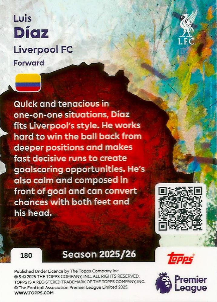 Fodbold kort Topps Premier League 2025/2026 - Tekkers Luis Diaz - Pokedexet