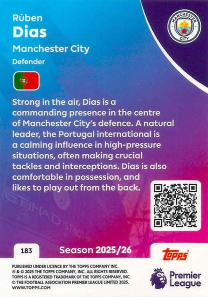 Fodbold kort Topps Premier League 2025/2026 - Manchester City Ruben Dias