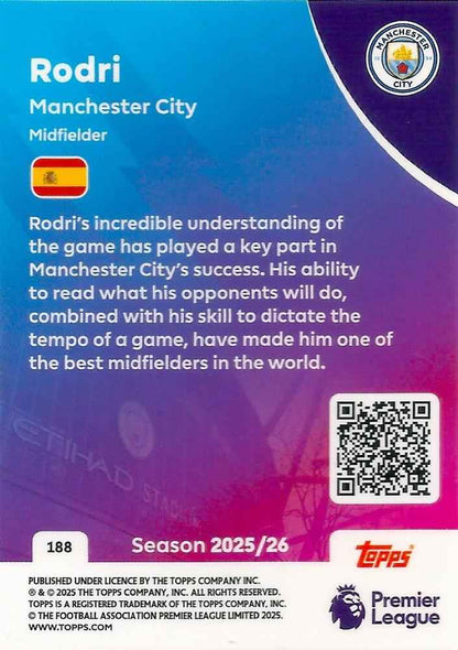 Fodbold kort Topps Premier League 2025/2026 - Manchester City Rodri