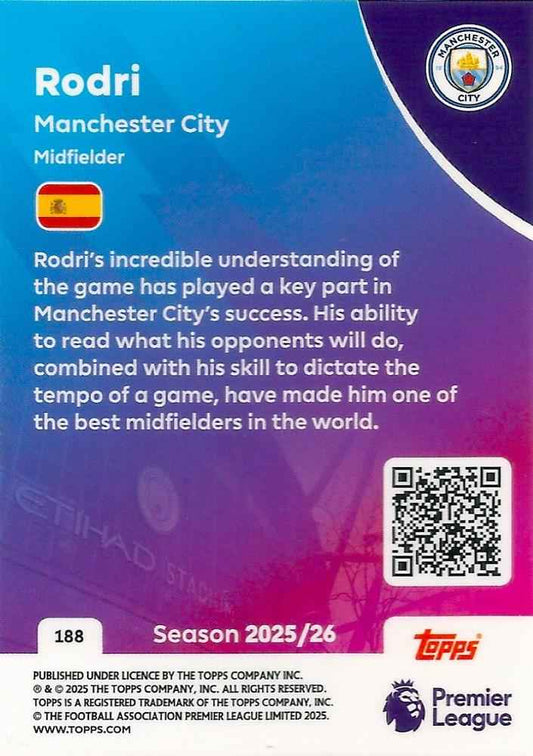 Fodbold kort Topps Premier League 2025/2026 - Manchester City Rodri