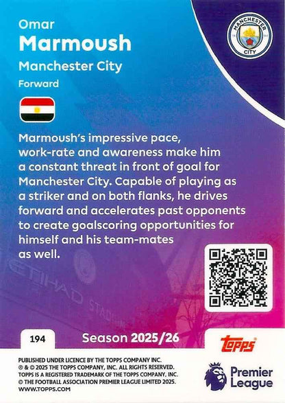 Fodbold kort Topps Premier League 2025/2026 - Manchester City Omar Marmoush