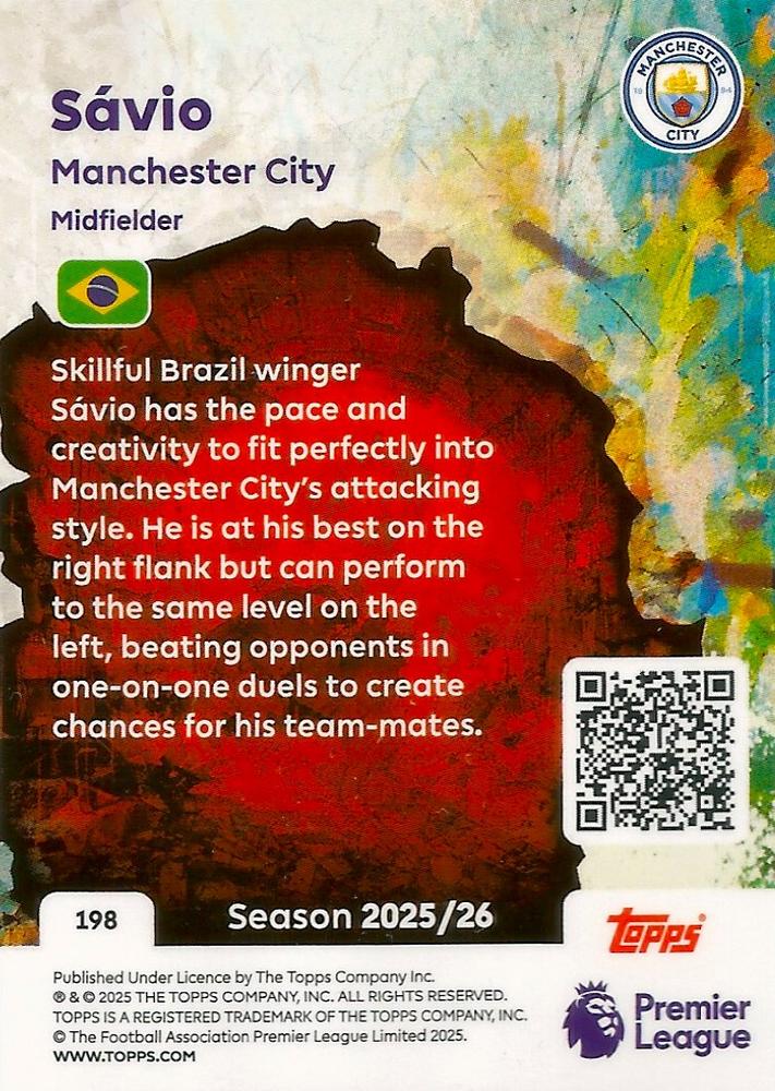 Fodbold kort Topps Premier League 2025/2026 - Tekkers Savio - Pokedexet