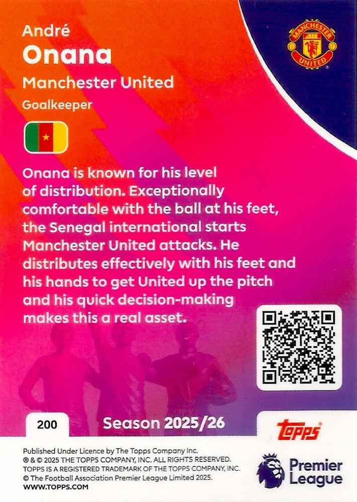 Fodbold kort Topps Premier League 2025/2026 - Manchester United Andre Onana