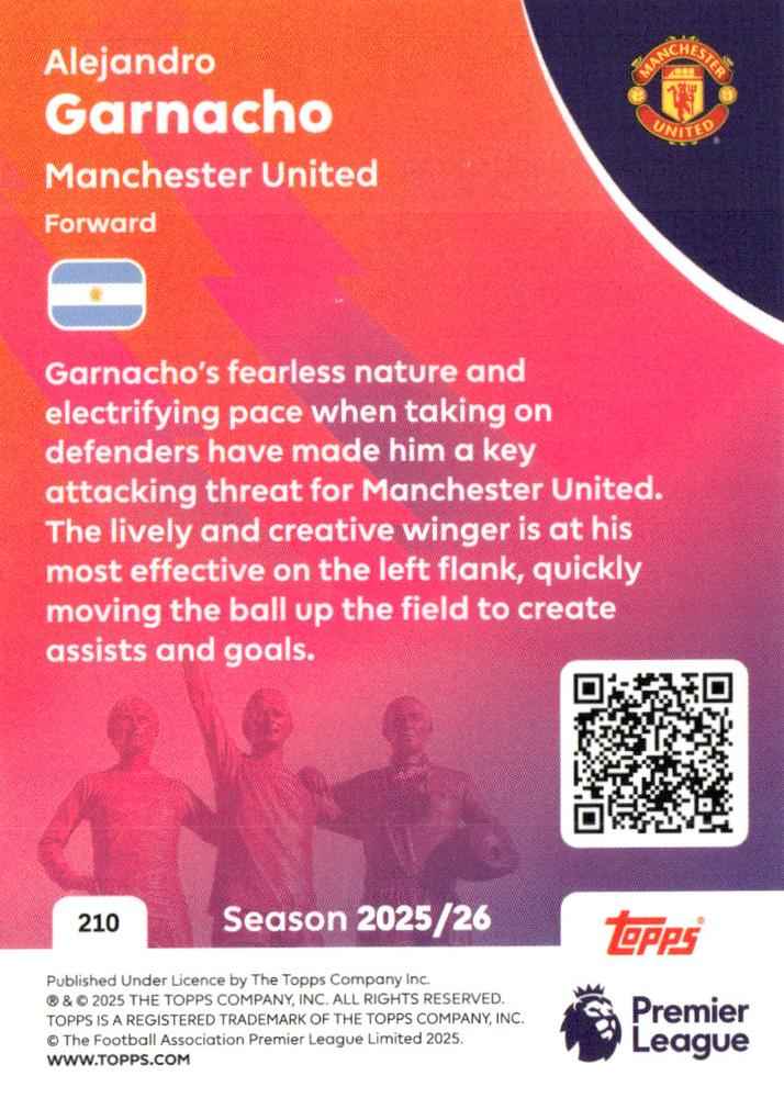 Fodbold kort Topps Premier League 2025/2026 - Manchester United Alejandro Garnacho