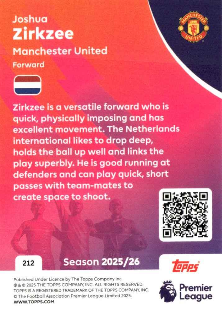 Fodbold kort Topps Premier League 2025/2026 - Manchester United Joshua Zirkzee
