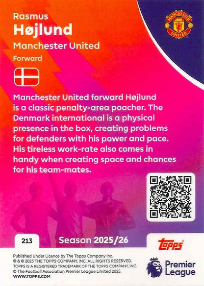 Fodbold kort Topps Premier League 2025/2026 - Manchester United Rasmus Højlund