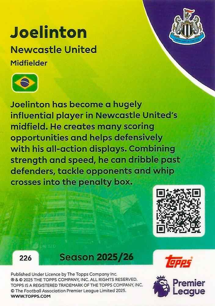 Fodbold kort Topps Premier League 2025/2026 - Newcastle Joelinton