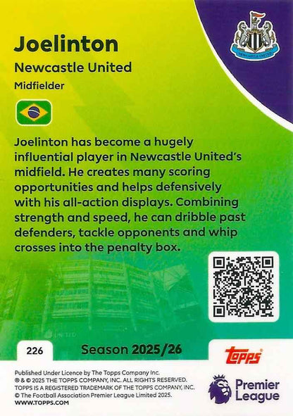 Fodbold kort Topps Premier League 2025/2026 - Newcastle Joelinton
