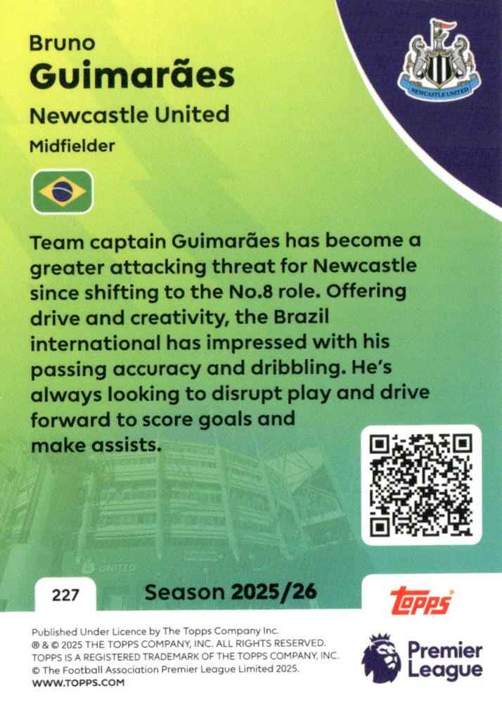 Fodbold kort Topps Premier League 2025/2026 - Newcastle Bruno Guimaraes