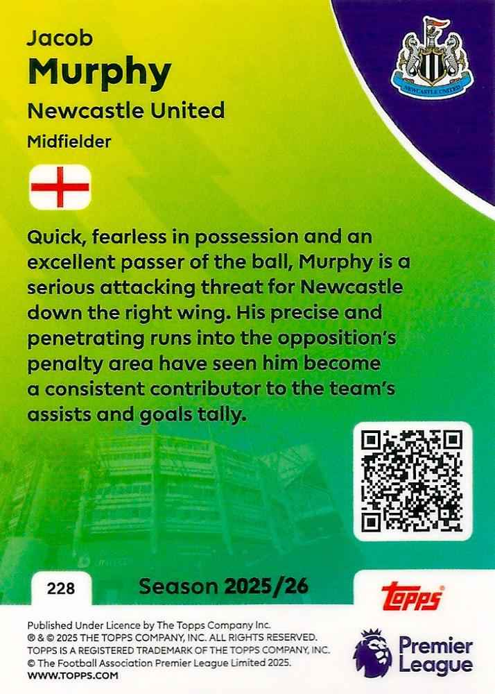 Fodbold kort Topps Premier League 2025/2026 - Newcastle Jacob Murphy