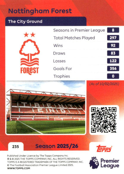 Fodbold kort Topps Premier League 2025/2026 - Team Badge Nottingham Forest - Pokedexet