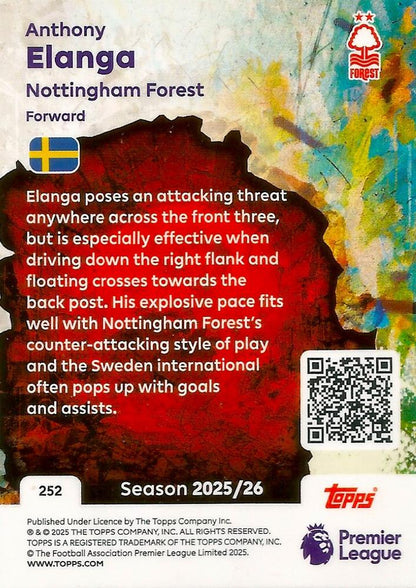 Fodbold kort Topps Premier League 2025/2026 - Tekkers Anthony Elanga - Pokedexet