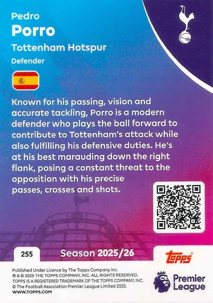 Fodbold kort Topps Premier League 2025/2026 - Tottenham Pedro Porro