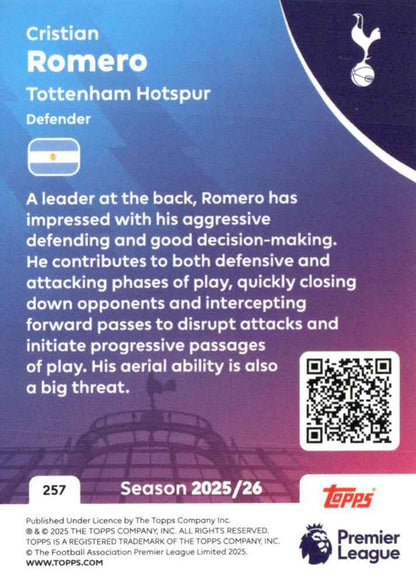 Fodbold kort Topps Premier League 2025/2026 - Tottenham Cristian Romero