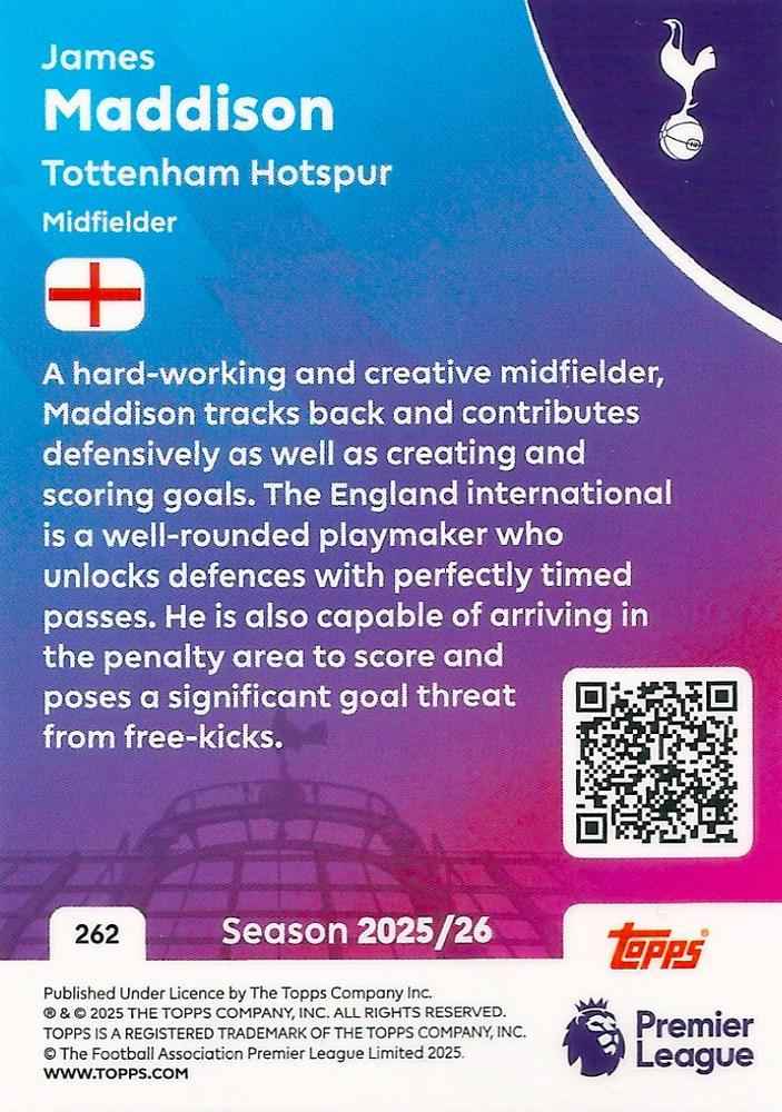 Fodbold kort Topps Premier League 2025/2026 - Tottenham James Maddison