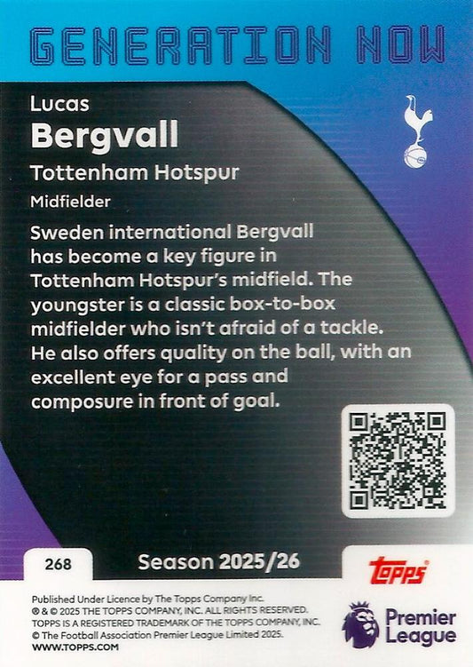 Fodbold kort Topps Premier League 2025/2026 - Generation Now Lucas Bergvall - Pokedexet