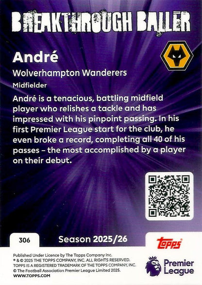 Fodbold kort Topps Premier League 2025/2026 - Breakthrough Baller Andre - Pokedexet