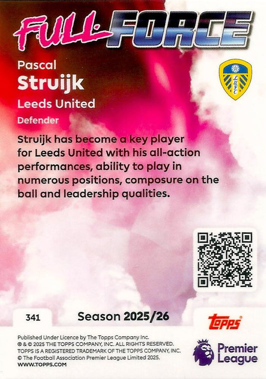 Fodbold kort Topps Premier League 2025/2026 - Full Force Pascal Struijk - Pokedexet