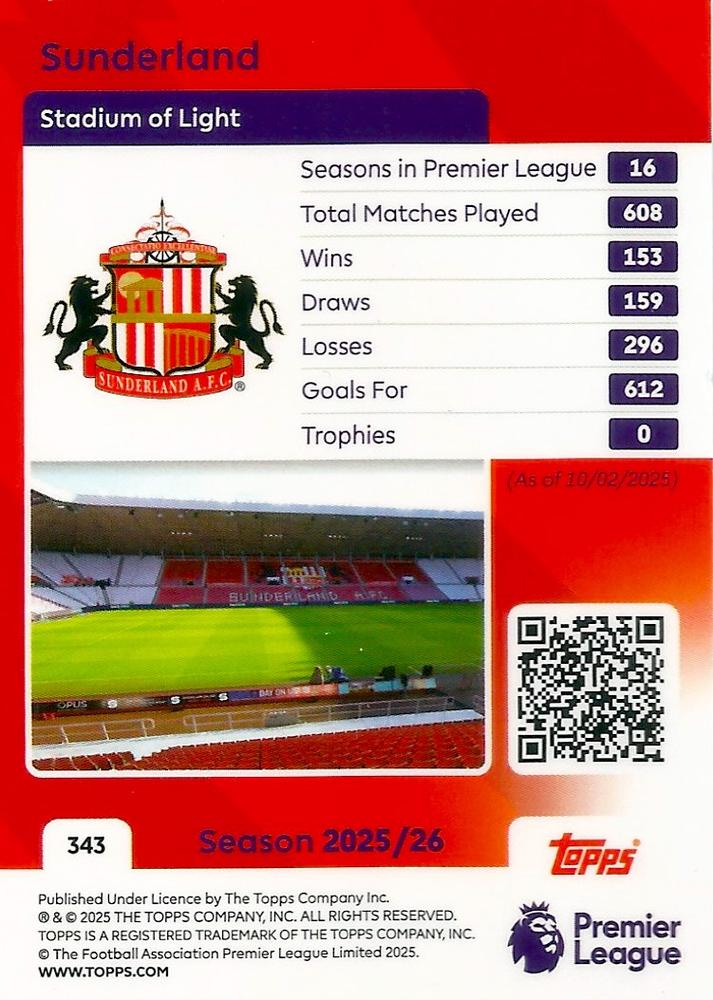 Fodbold kort Topps Premier League 2025/2026 - Team Badge Sunderland - Pokedexet