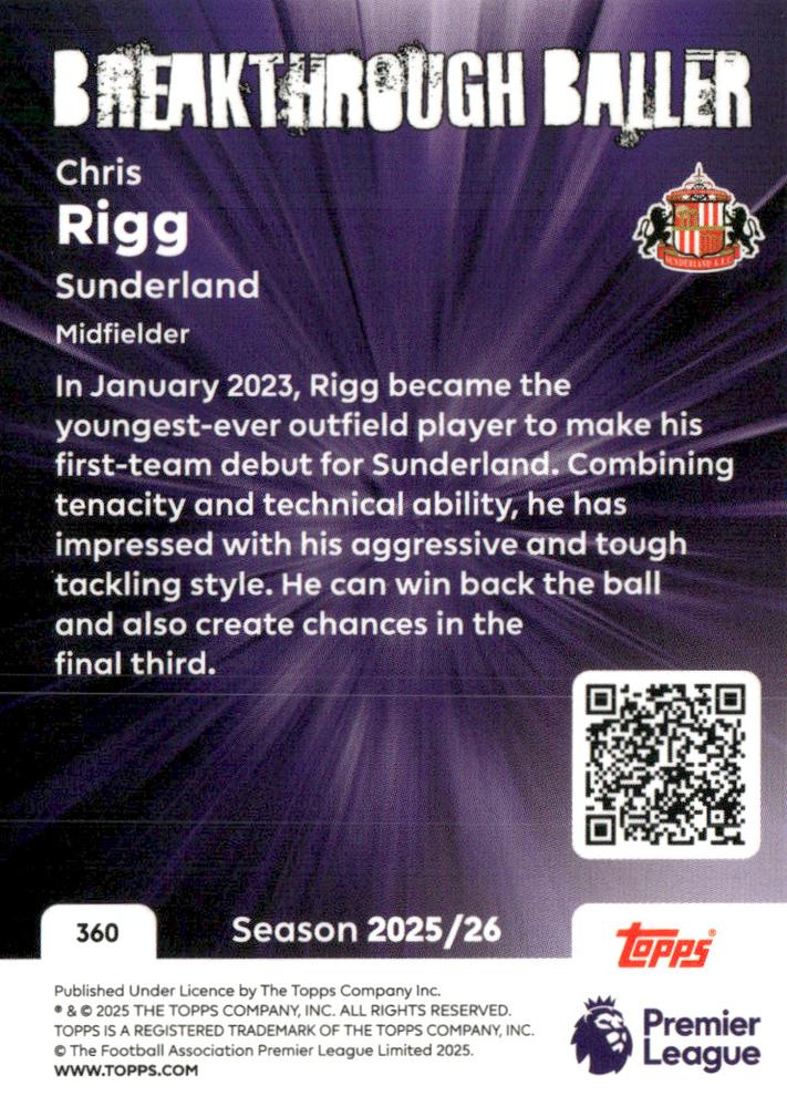 Fodbold kort Topps Premier League 2025/2026 - Breakthrough Baller Chris Rigg - Pokedexet