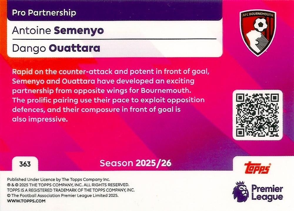 Fodbold kort Topps Premier League 2025/2026 - Pro Partnership Antoine Semenyo/Dango Ouattara - Pokedexet