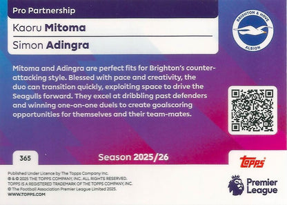 Fodbold kort Topps Premier League 2025/2026 - Pro Partnership Kaoru Mitoma/Simon Adingra - Pokedexet