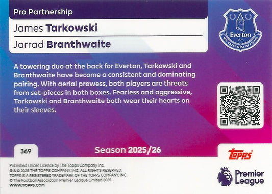 Fodbold kort Topps Premier League 2025/2026 - Pro Partnership James Tarkowski/Jarrad Branthwaite - Pokedexet