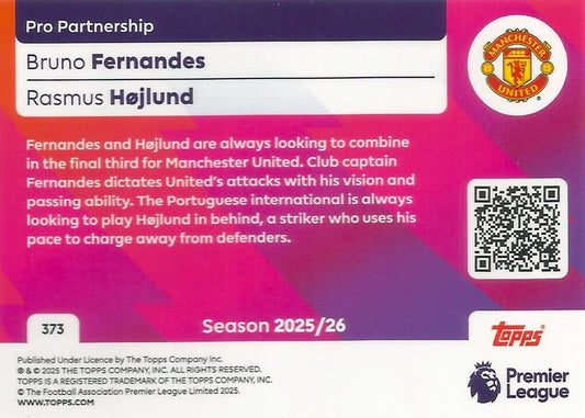 Fodbold kort Topps Premier League 2025/2026 - Pro Partnership Bruno Fernandes/Rasmus Højlund - Pokedexet