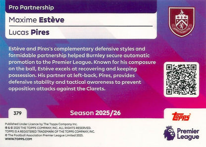 Fodbold kort Topps Premier League 2025/2026 - Pro Partnership Maxime Esteve/Lucas Pires - Pokedexet