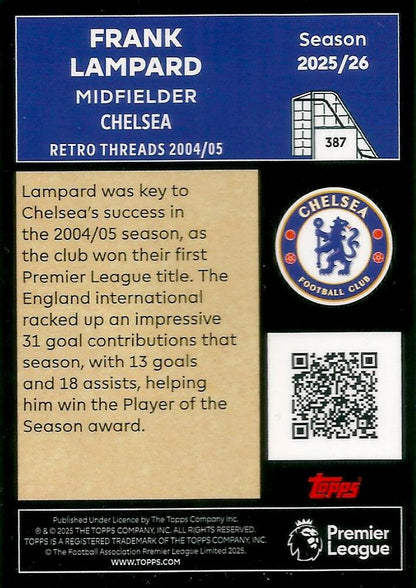 Fodbold kort Topps Premier League 2025/2026 - Retro Threads Frank Lampard - Pokedexet