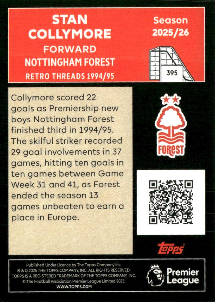 Fodbold kort Topps Premier League 2025/2026 - Retro Threads Stan Collymore - Pokedexet