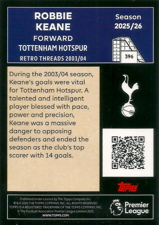 Fodbold kort Topps Premier League 2025/2026 - Retro Threads Robbie Keane - Pokedexet