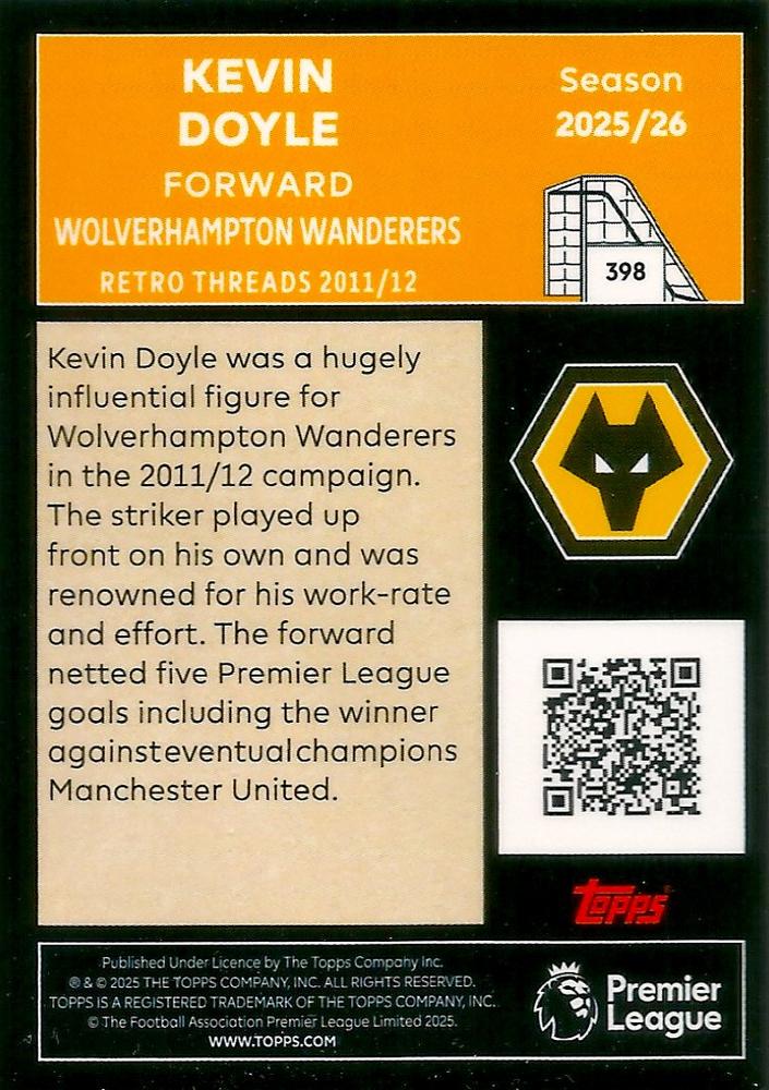 Fodbold kort Topps Premier League 2025/2026 - Retro Threads Kevin Doyle - Pokedexet