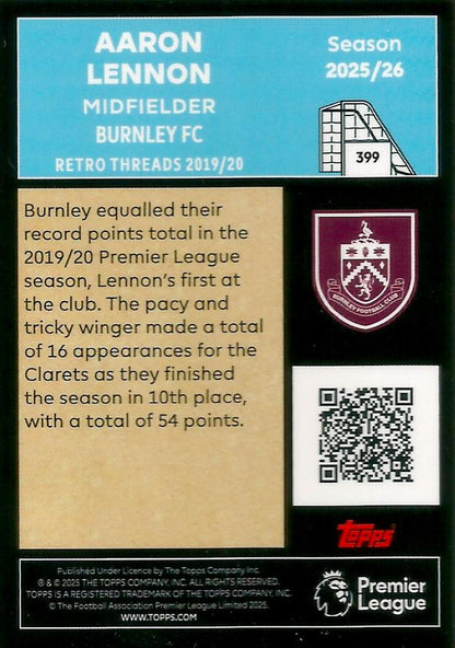 Fodbold kort Topps Premier League 2025/2026 - Retro Threads Aaron Lennon - Pokedexet