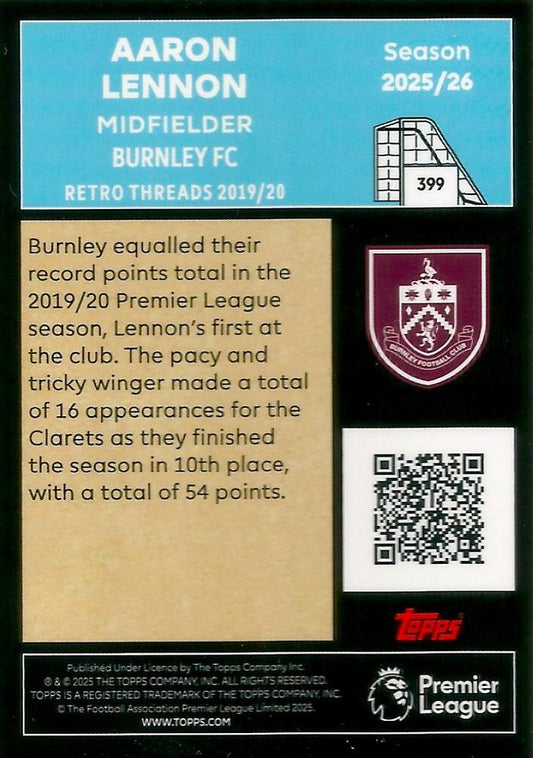 Fodbold kort Topps Premier League 2025/2026 - Retro Threads Aaron Lennon - Pokedexet