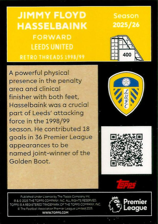 Fodbold kort Topps Premier League 2025/2026 - Retro Threads Jimmy Floyd Hasselbaink - Pokedexet
