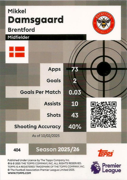Fodbold kort Topps Premier League 2025/2026 - Pro Precision Mikkel Damsgaard - Pokedexet