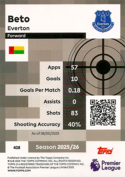 Fodbold kort Topps Premier League 2025/2026 - Pro Precision Beto - Pokedexet