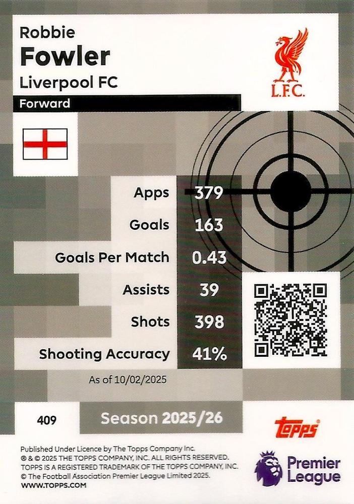 Fodbold kort Topps Premier League 2025/2026 - Pro Precision Robbie Fowler - Pokedexet