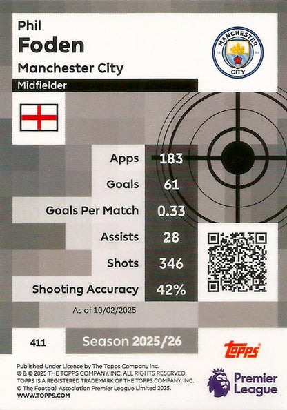 Fodbold kort Topps Premier League 2025/2026 - Pro Precision Phil Foden - Pokedexet
